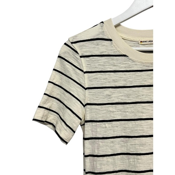Marine Layer Dress Womens XS Cream Black Stripe Tiered Tee Maxi Casual Summer - Picture 4 of 8